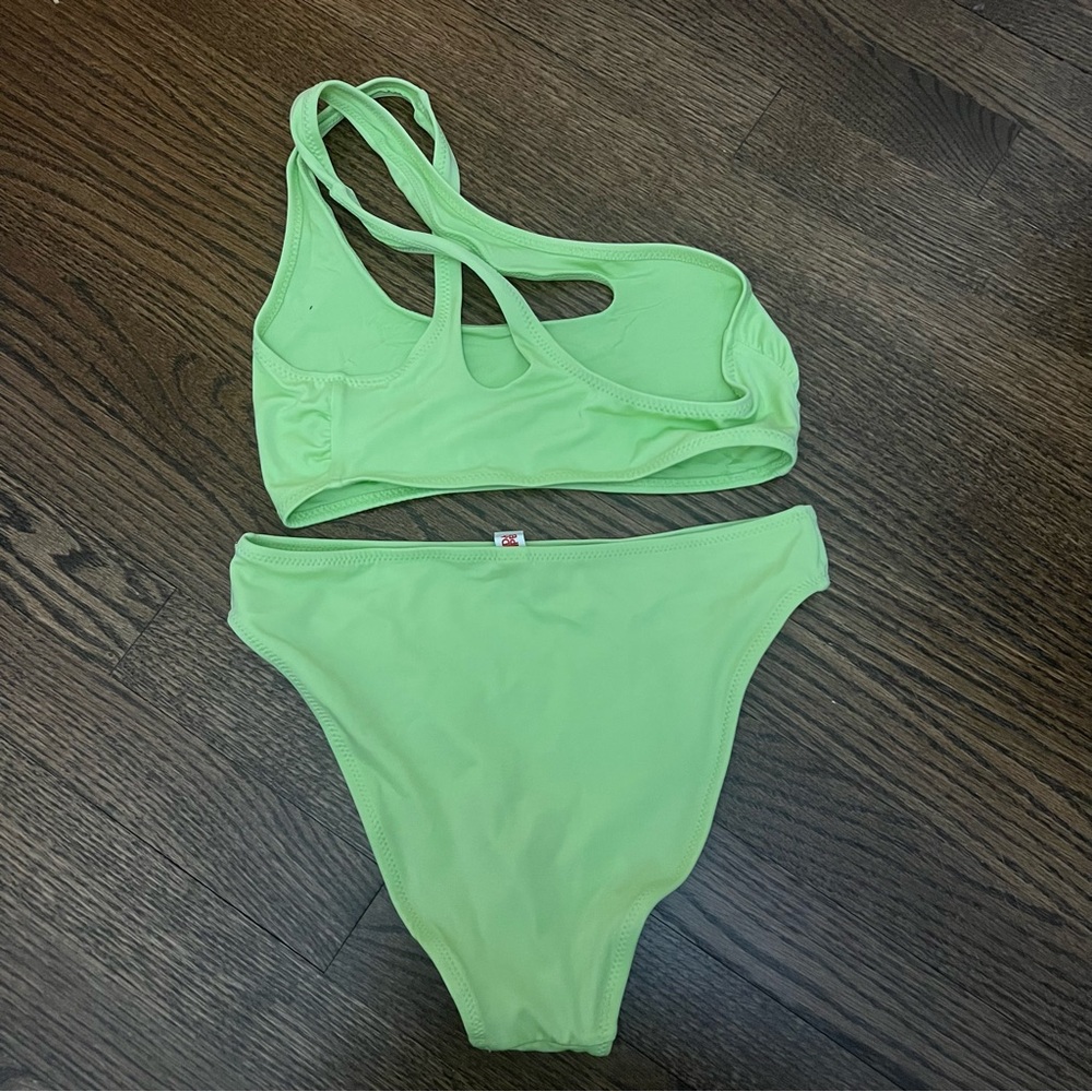 Solid & Striped Lime Green One Shoulder Bikini - … - image 4